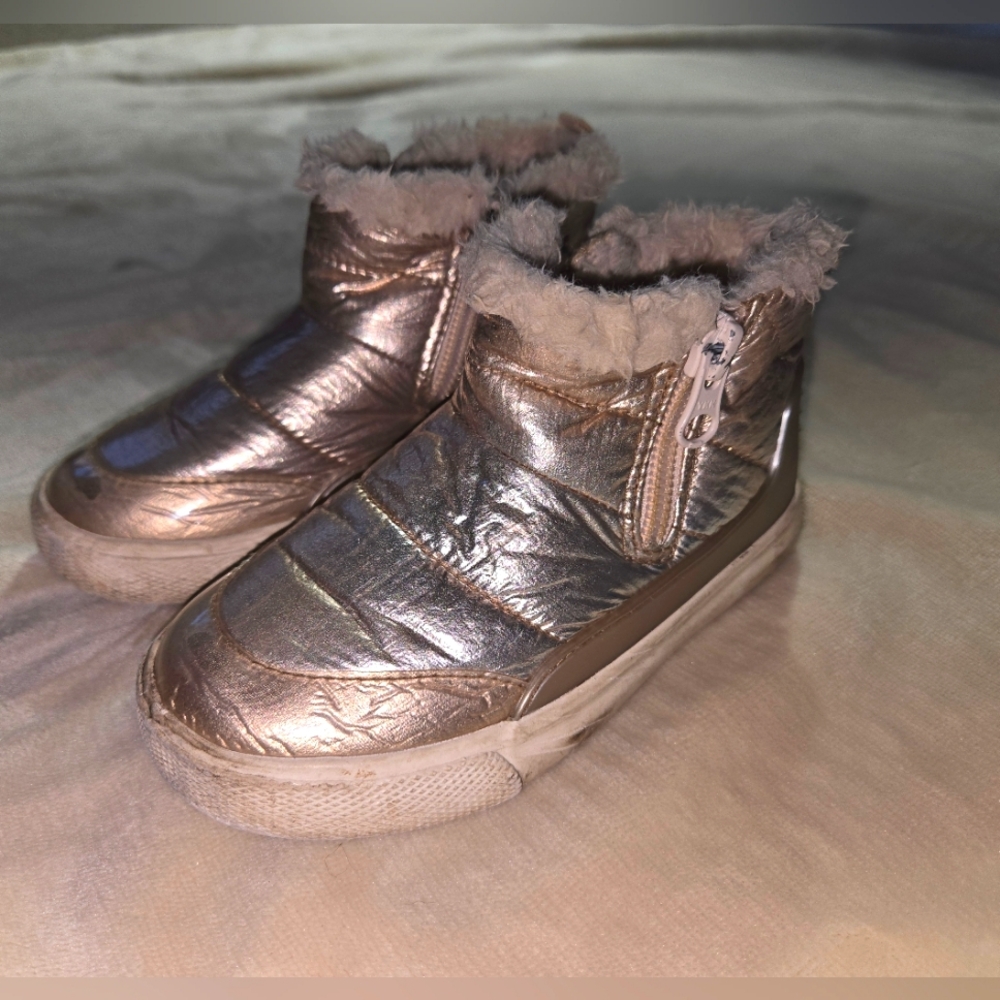 Kids Metallic Gold Winter Boots